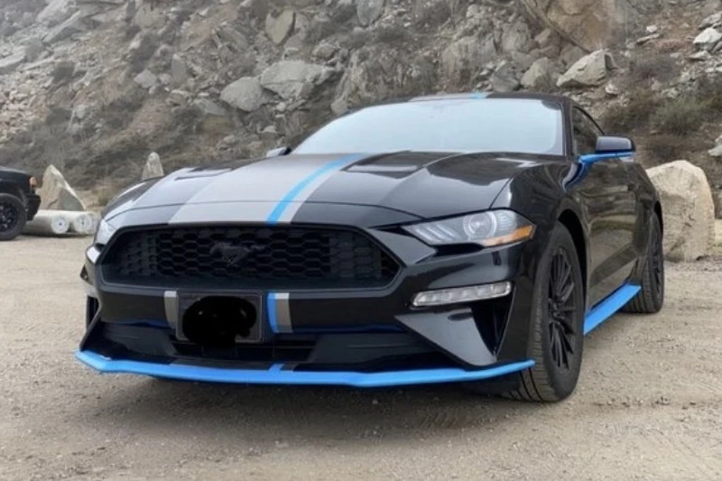 Mustang Black Blue Collision After